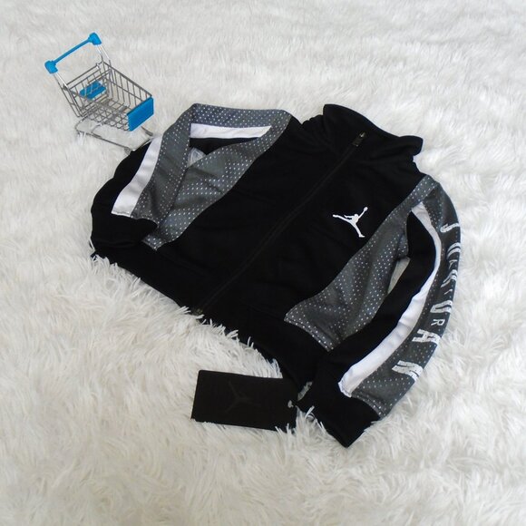 Jordan Black Colorblock Full Zip Track Jacket Black 2T Boys - Picture 5 of 14